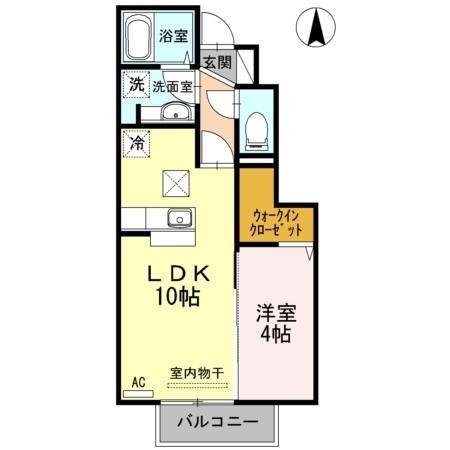 メゾンクレスト(1LDK/1階)の間取り写真