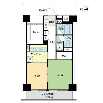 ベルエア新高円寺(2K/1階)の間取り写真