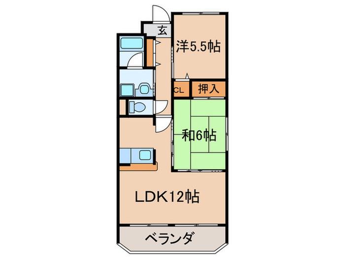 エスペランサ広野(2LDK/1階)の間取り写真