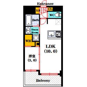 セレニテ桜川駅前プリエ(1LDK/12階)の間取り写真