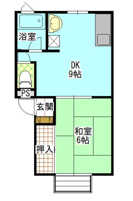 グリーンヒルズさが(1DK/2階)の間取り写真