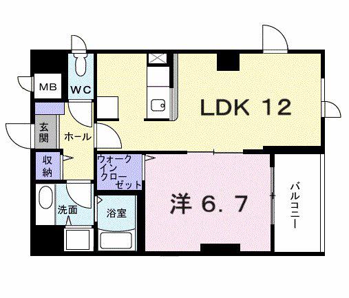 ボガータ(1LDK/2階)の間取り写真