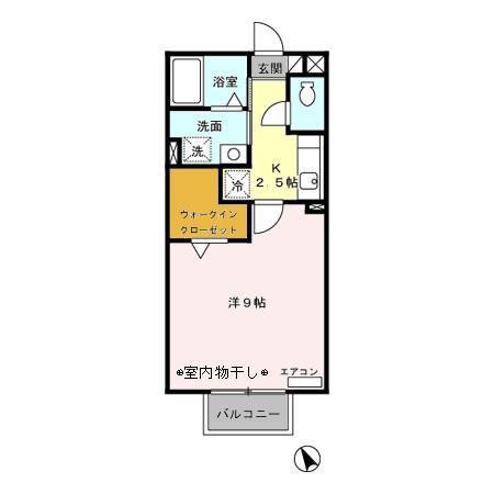 グランディール新正(1K/2階)の間取り写真