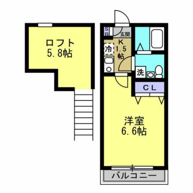 ソレイユ保土ヶ谷(1K/1階)の間取り写真
