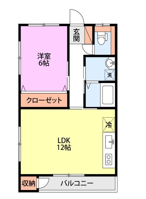 サンガーデン豊栄(1LDK/2階)の間取り写真