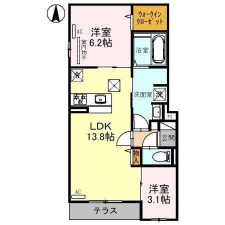 CLASHIST平野西イースト 101(2LDK/1階)の間取り写真