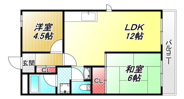 ウエストコート(2LDK/3階)の間取り写真