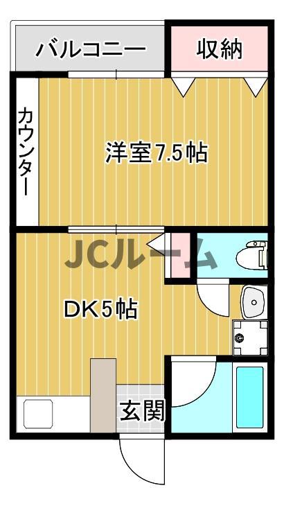 ステージア(1DK/2階)の間取り写真