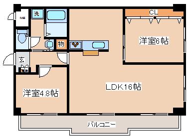 ユニーブル六甲(2LDK/1階)の間取り写真