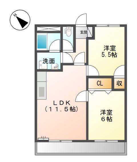 サンコーポS(2LDK/2階)の間取り写真