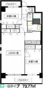 ティンガーラ石川橋(2LDK/4階)の間取り写真