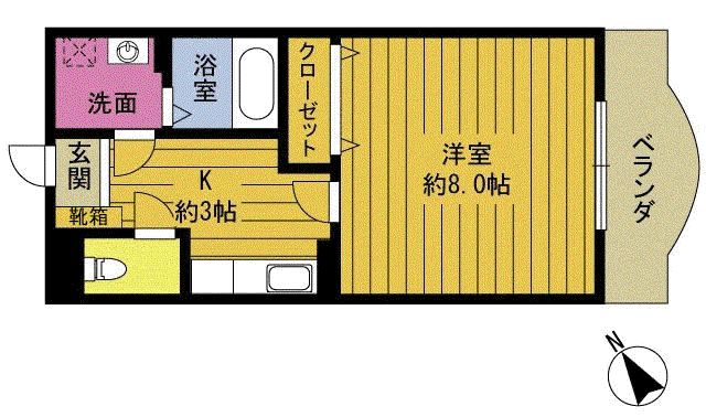 ウエストコート安岐(1K/1階)の間取り写真
