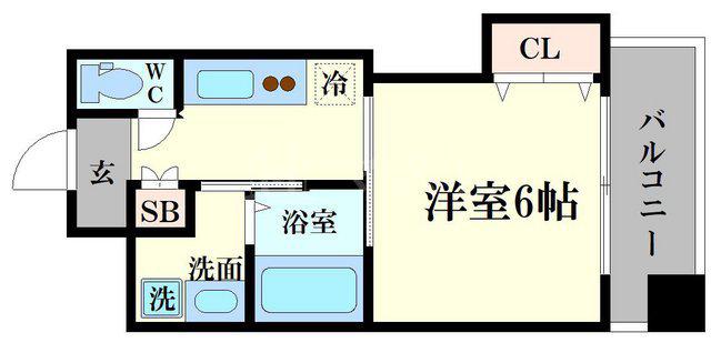 地下鉄谷町線 南森町駅 徒歩5分 11階建 築18年(1K/1階)の間取り写真