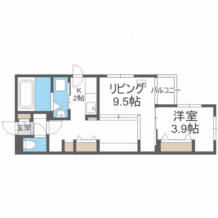 セカンドインパクト(1LDK/3階)の間取り写真