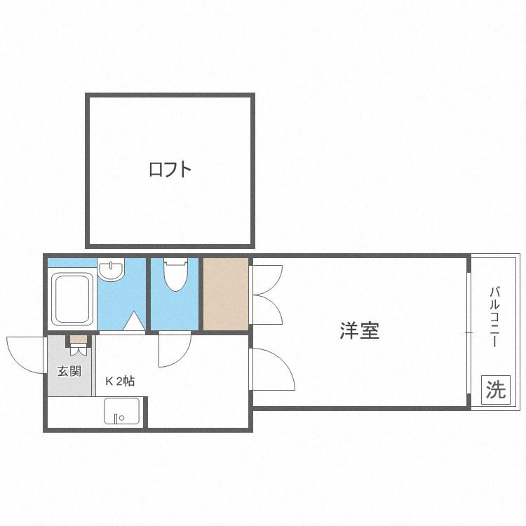 パークハイツ輝国(1K/2階)の間取り写真