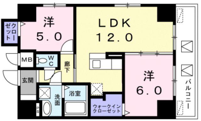 レジデンス桜樺(2LDK/5階)の間取り写真