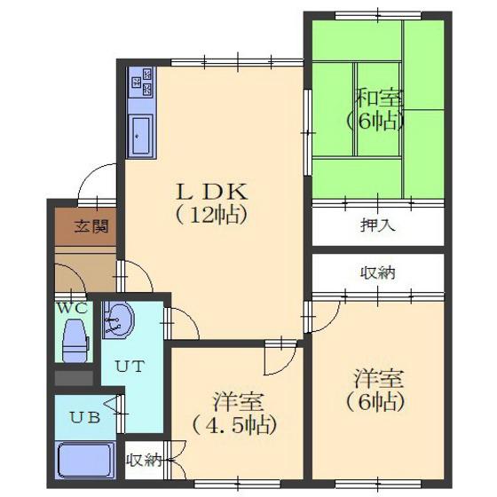 グランドハイム七重浜(3LDK/2階)の間取り写真