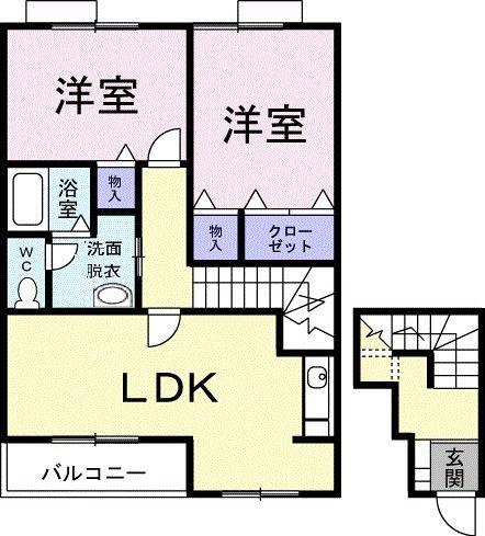 さくらヒルズ(2LDK/2階)の間取り写真