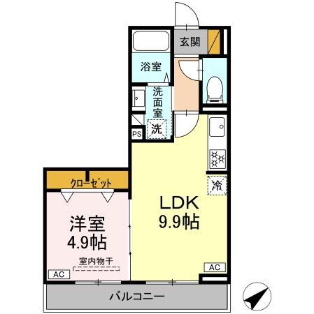 フェリーチェおおたかの森Ⅱ(1LDK/1階)の間取り写真