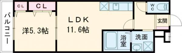 フジパレス堺鳳駅北I番館(1LDK/1階)の間取り写真