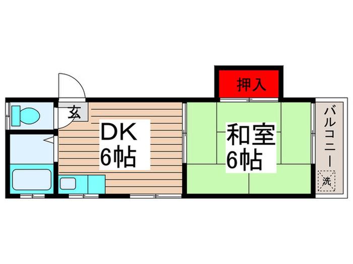 ハイツ山田(1DK/2階)の間取り写真