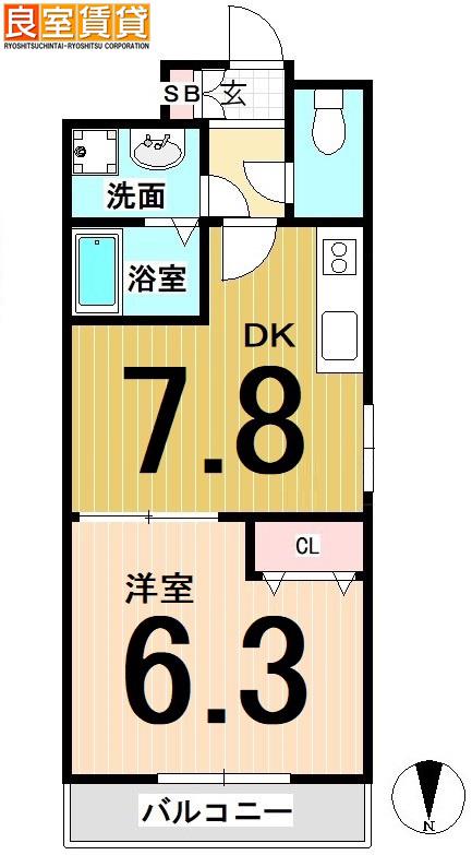 サンシアルザ上前津(1LDK/7階)の間取り写真