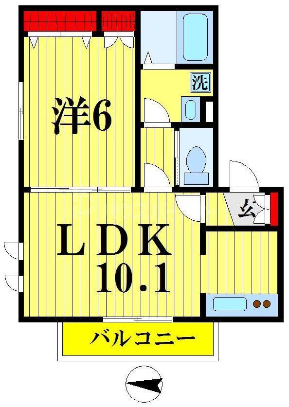 イー・コースト 東向島(1LDK/2階)の間取り写真