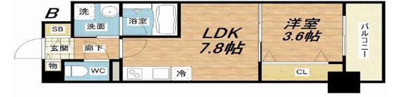 グランツ鶴見(1LDK/4階)の間取り写真