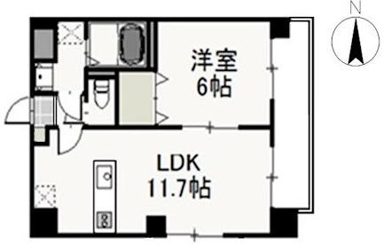 エルベ瓦町(1LDK/5階)の間取り写真