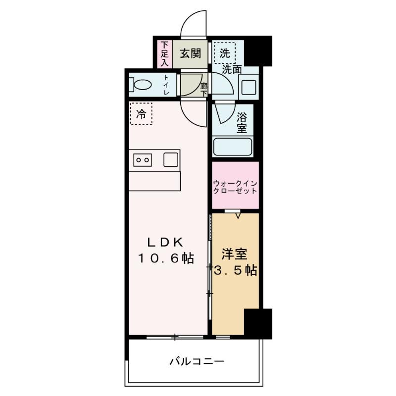 ファインレジデンス福島海老江(1LDK/8階)の間取り写真