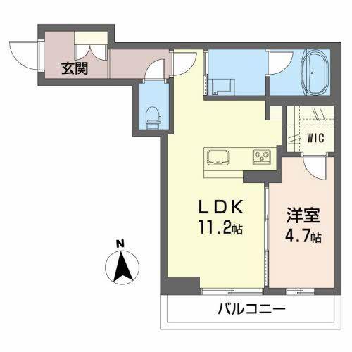 ABBANDONO(1LDK/2階)の間取り写真