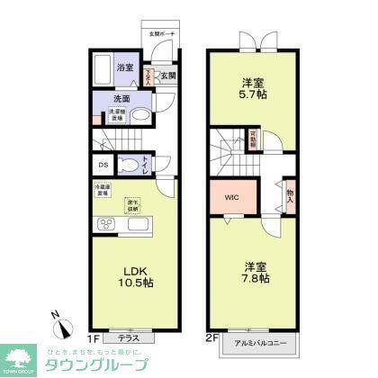 アネーロ南舞岡(2LDK/1階)の間取り写真