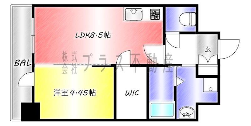レジェンド直方二番館(1LDK/9階)の間取り写真