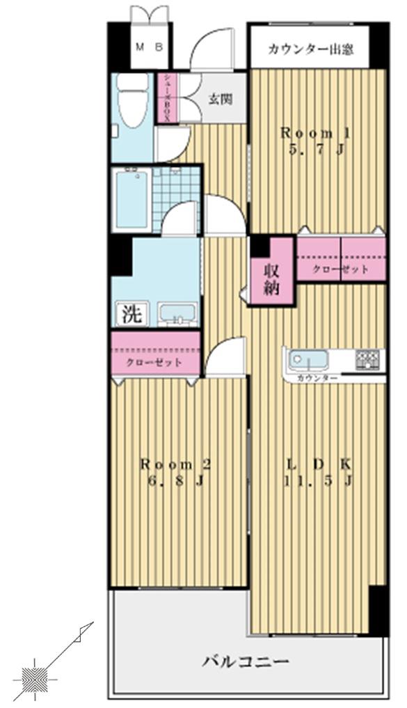 サンブリッジ(2LDK/5階)の間取り写真