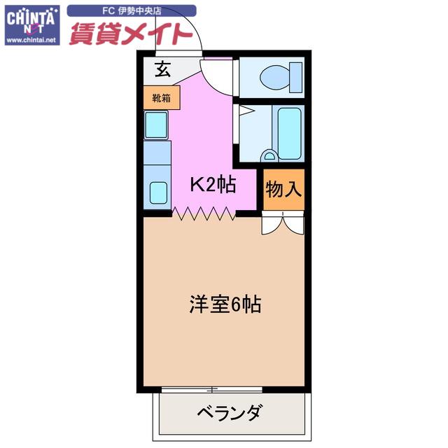 サープラスキタガワ(1K/2階)の間取り写真