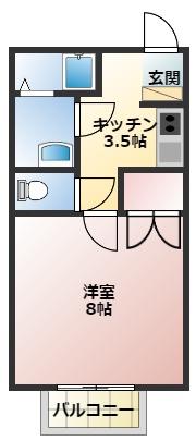 ルノワール(1K/2階)の間取り写真
