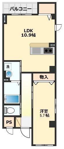 アスフォート野洲 野洲市小篠原(1LDK/3階)の間取り写真