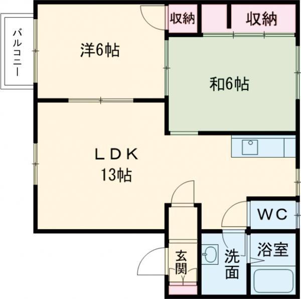 アトラス小針(2LDK/2階)の間取り写真