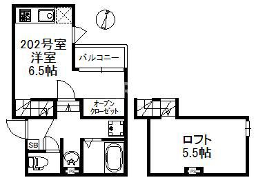 オーソクレーズ貝塚(ワンルーム/2階)の間取り写真