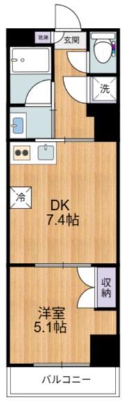 EVERGREEN(1DK/4階)の間取り写真