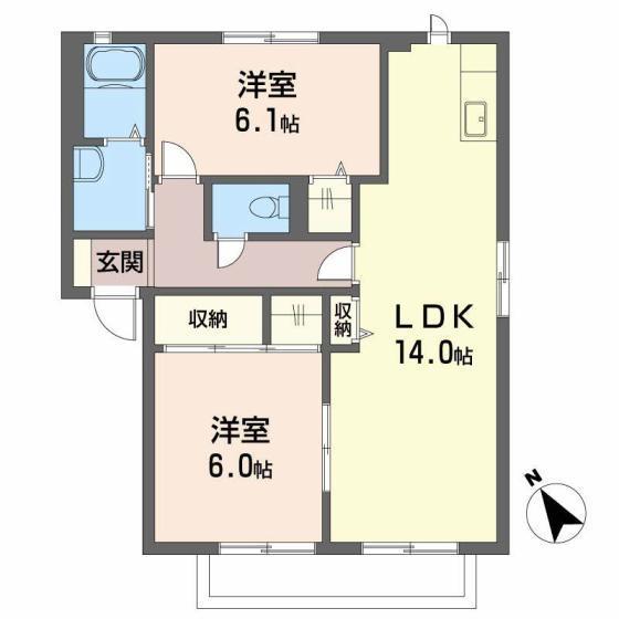 ハローハイツ河畑Ⅱ(2K/2階)の間取り写真