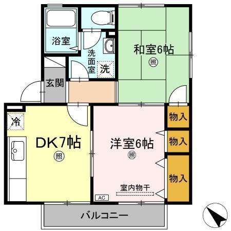 チャイブ(2DK/2階)の間取り写真