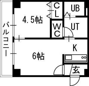 シティテラス南5条(1DK/3階)の間取り写真
