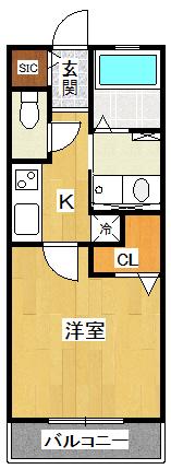 Y`S COURT甲子園(1K/1階)の間取り写真