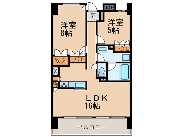 GENEROUS(2LDK/11階)の間取り写真