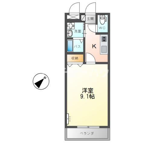 コンフォールTWO(1K/2階)の間取り写真