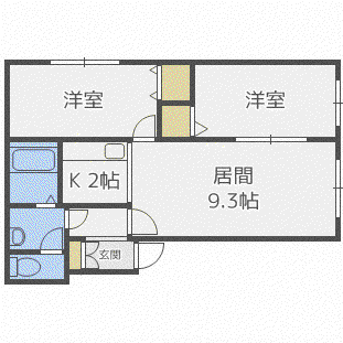 ハイデンス6-22(2LDK/3階)の間取り写真