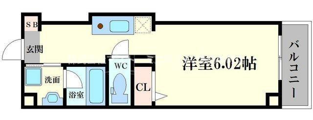 KALMIA北梅田(1K/4階)の間取り写真