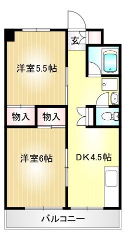 ダイヤモンドビル(2K/5階)の間取り写真