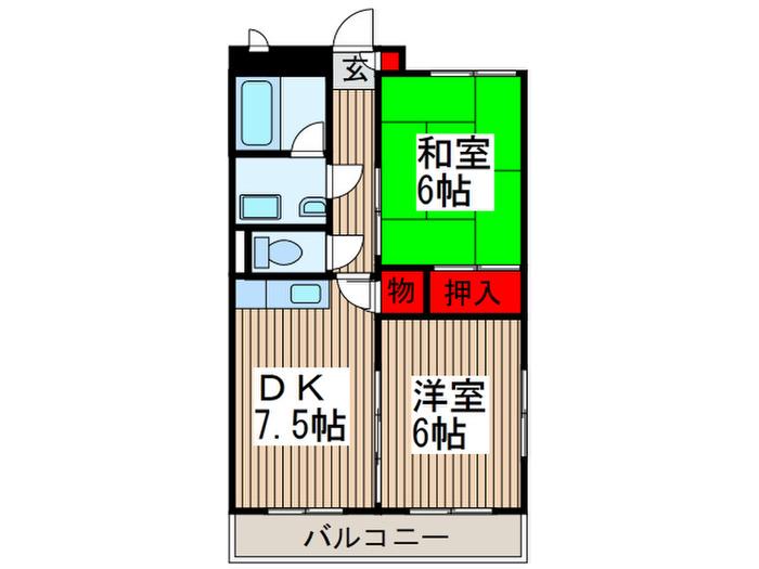 メルベーユ西上尾(2DK/3階)の間取り写真